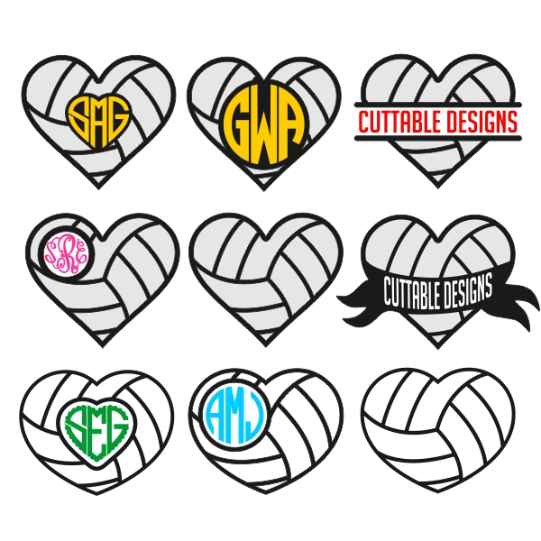 600x600 Volleyball Heart Cuttable Design