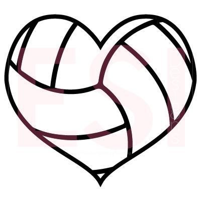 400x400 Heart Volleyball Clipart