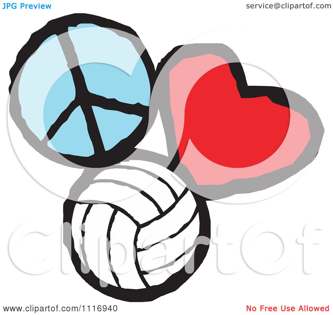 1080x1024 Cartoon Of Peace Love Volleyball Graphics