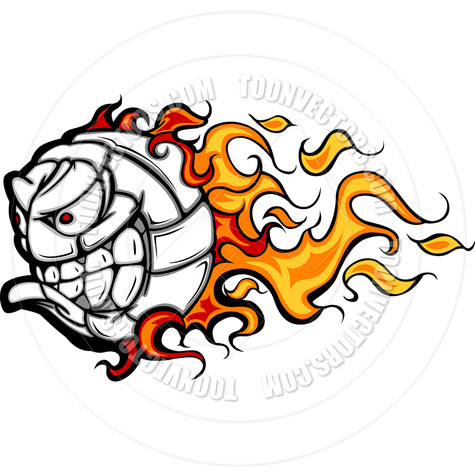 940x940 Flaming Volleyball Clipart