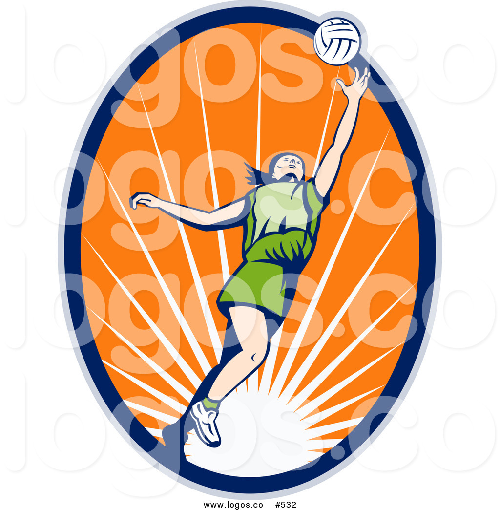 1024x1044 Royalty Free Vector Logo Of Woman Jumping While Serving