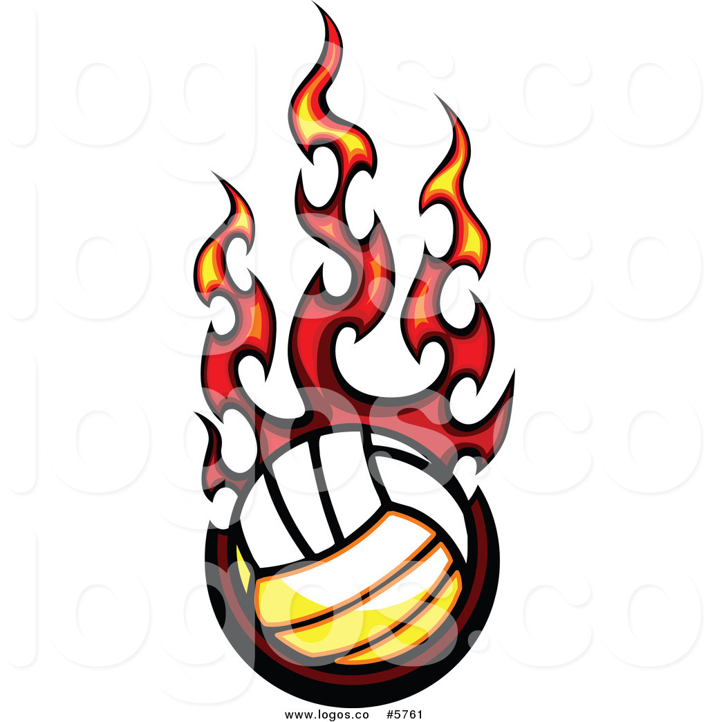 1024x1044 Royalty Free Vector Of A Logo Of A Fiery Volleyball By Chromaco