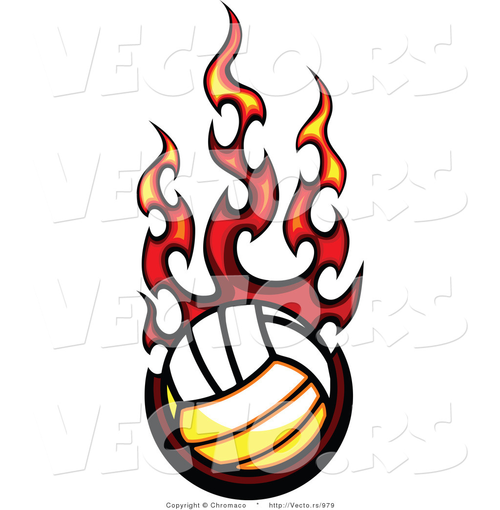 1024x1044 Vector Of A Hot Volleyball On Fire By Chromaco