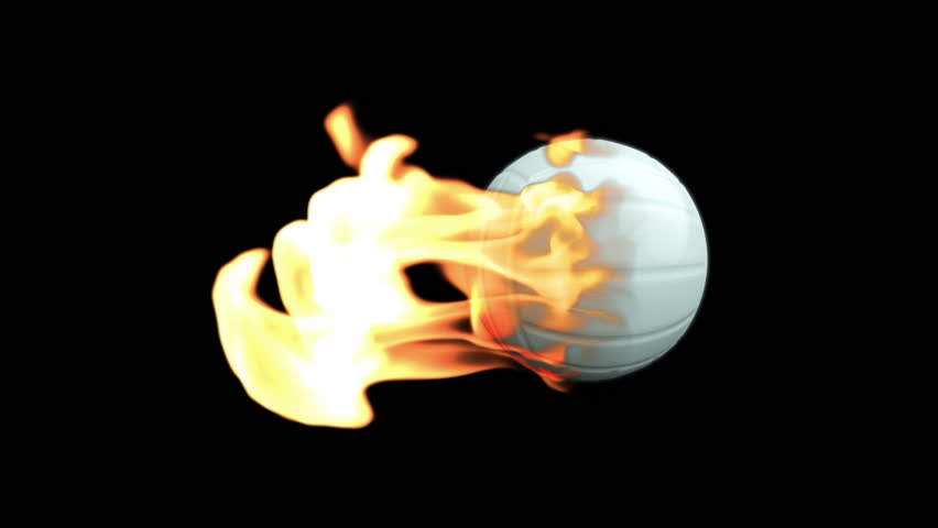 852x480 Volleyball On Fire With Alpha Stock Footage Video 2742458