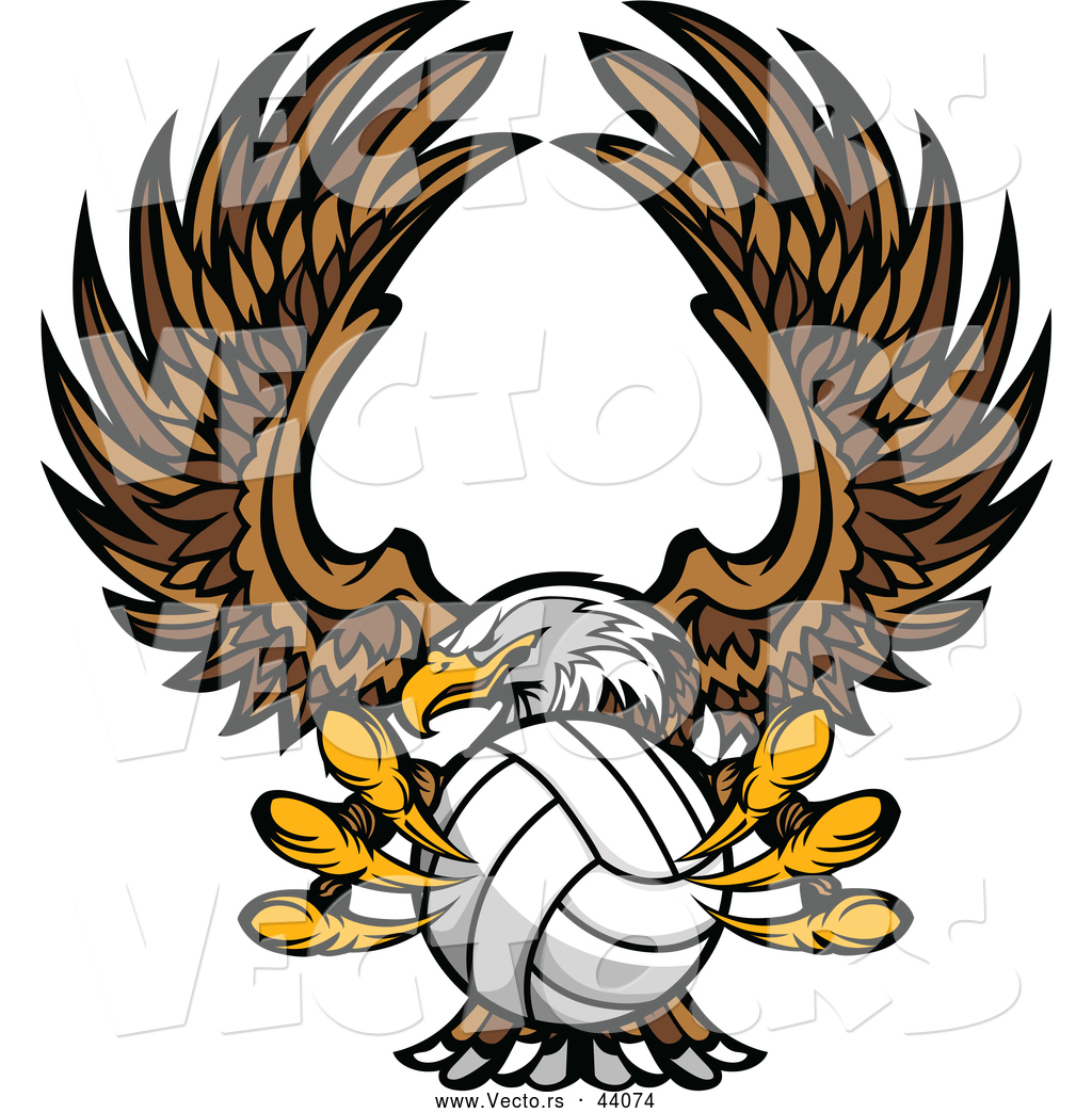 1024x1044 Vector Of A Competitive Bald Eagle Mascot Flying With A Volleyball