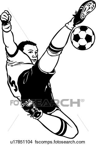 311x470 Clipart Of Illustration, Lineart, Soccer, Player, Sport, Sports