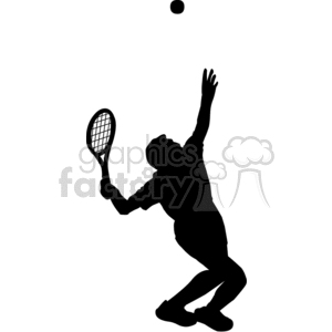 300x300 Royalty Free Silhouette Of A Guy Serving In A Game Of Tennis