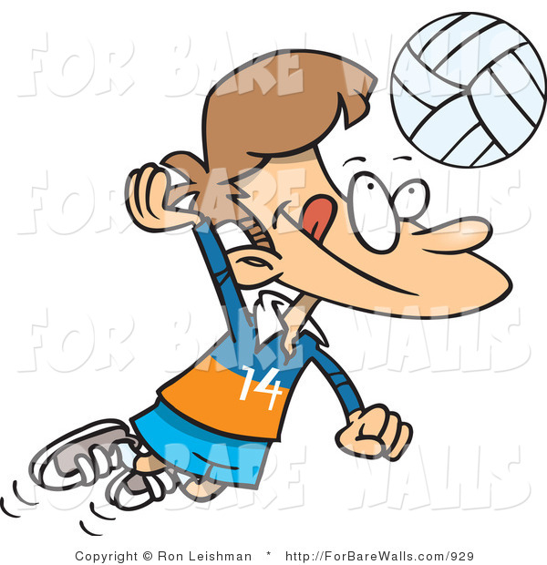 600x620 Printable Illustration Of A Cartoon Boy Spiking A Volleyball By