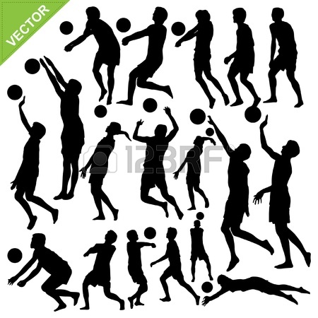 450x450 Silhouettes Of Four Men Playing Beach Volleyball Royalty Free
