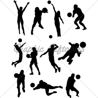 325x325 Vector Beach Volleyball Silhouettes Gl Stock Images