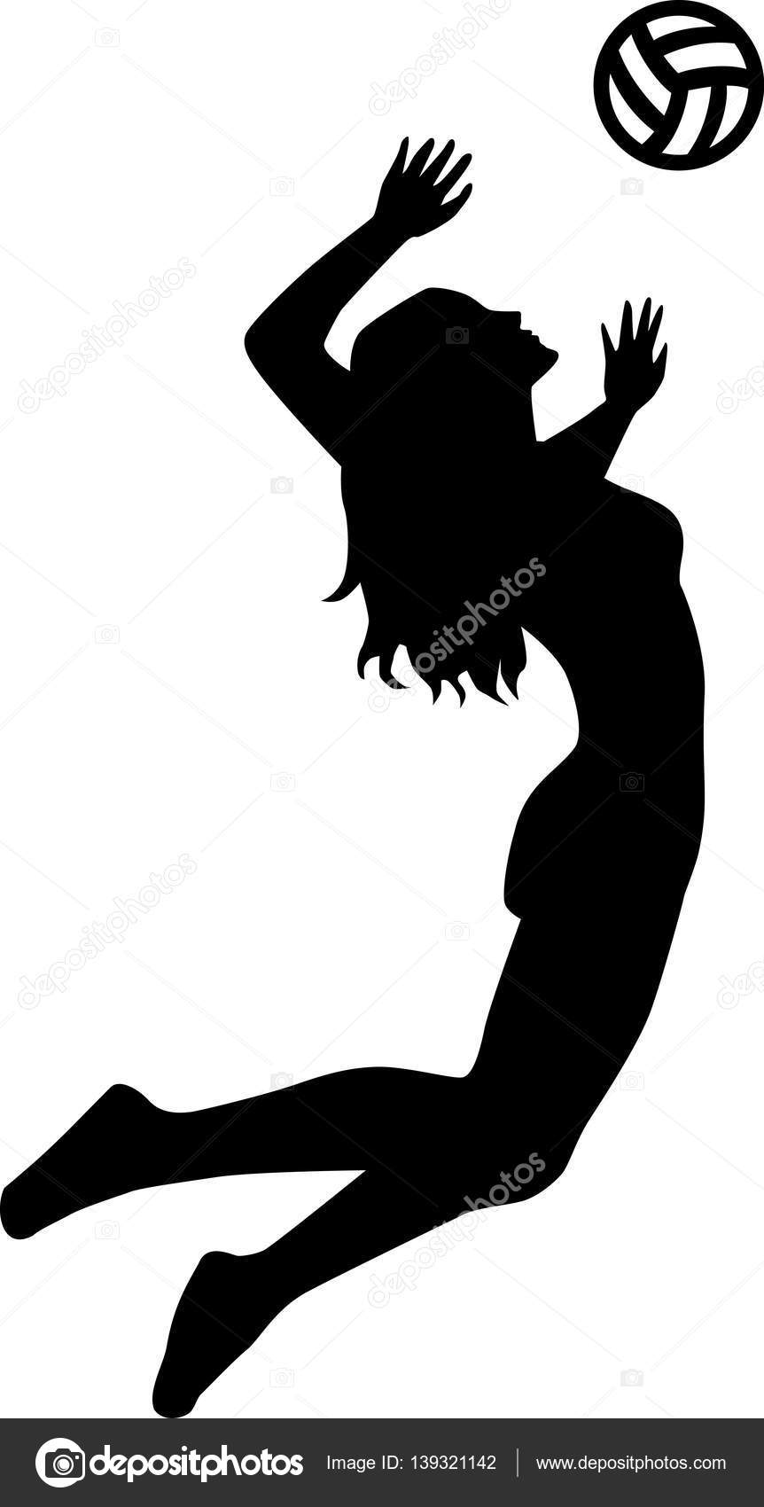 862x1700 Volleyball Player Woman Silhouette Stock Vector Miceking
