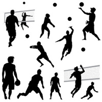 200x200 Beach Volleyball Silhouettes Stock Vector