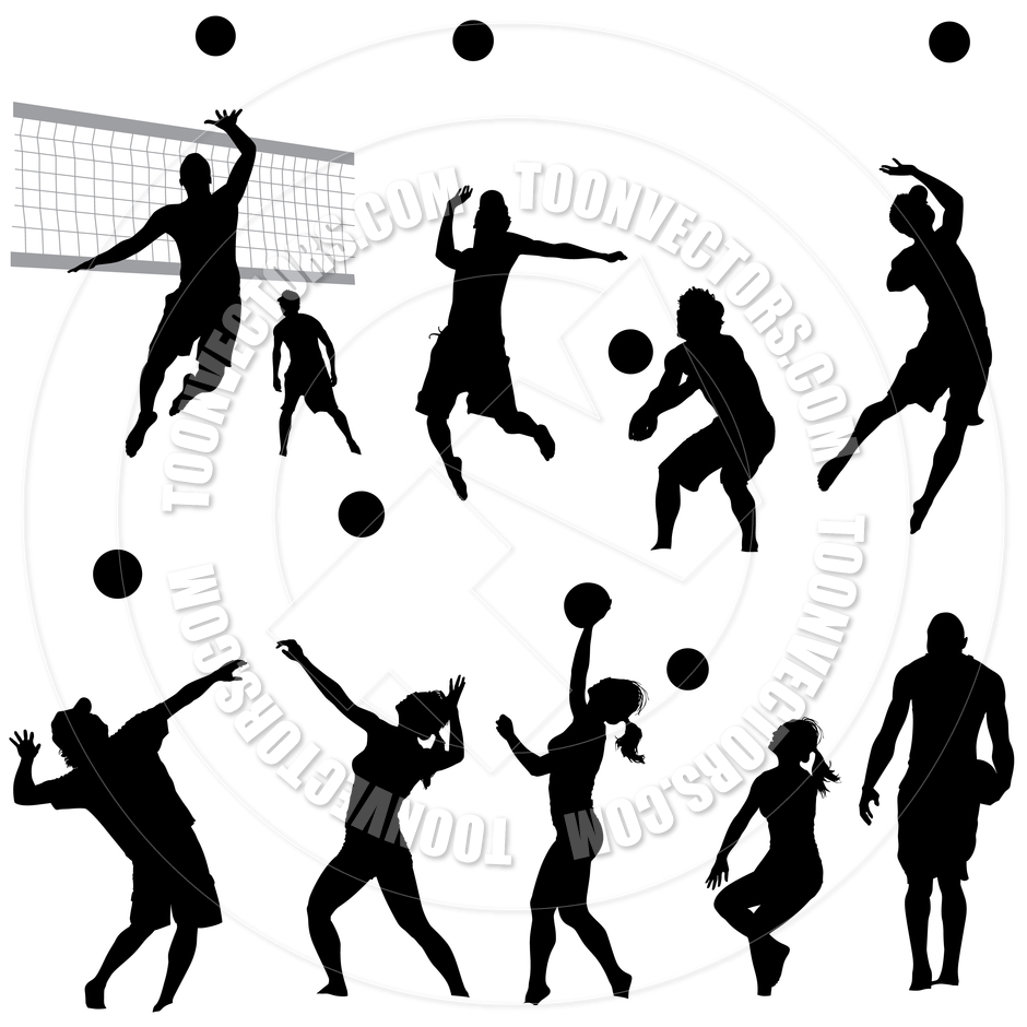 940x940 Beach Volleyball Silhouettes By Koq Creative Toon Vectors Eps