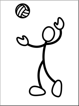 304x404 Clip Art Stick Guy Volleyball Serve Bampw I Abcteach