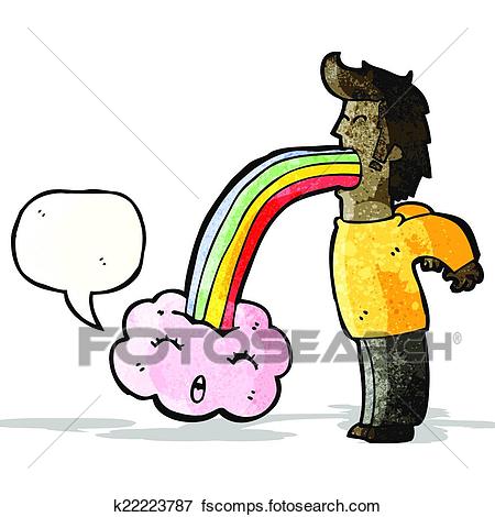 450x470 Clip Art Of Man Vomiting Out Rainbow Cartoon K22223787