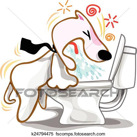 450x447 Clipart Of Dog Vomiting In The Toilet K24794475