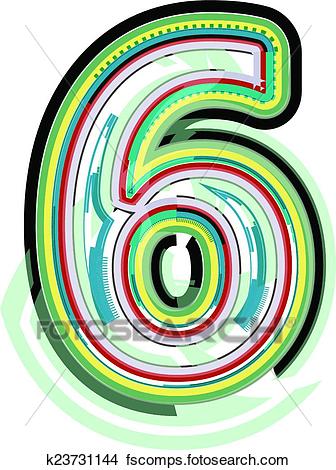 336x470 Clipart Of Abstract Colorful Number 6 K23731144
