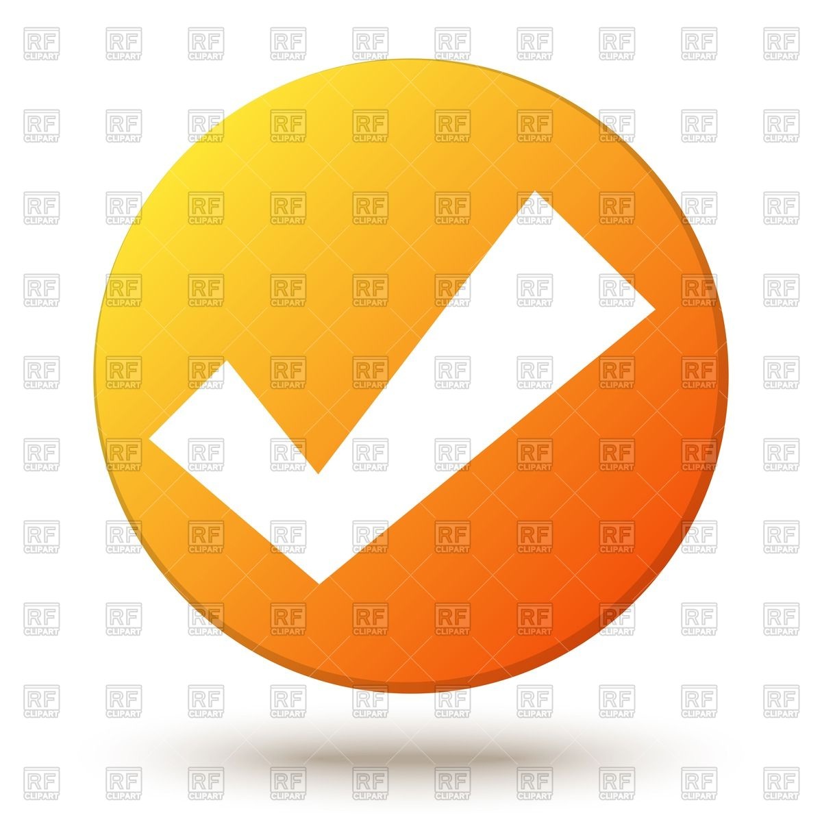 1200x1200 Orange Round Button With Checkmark Or Tick Royalty Free Vector