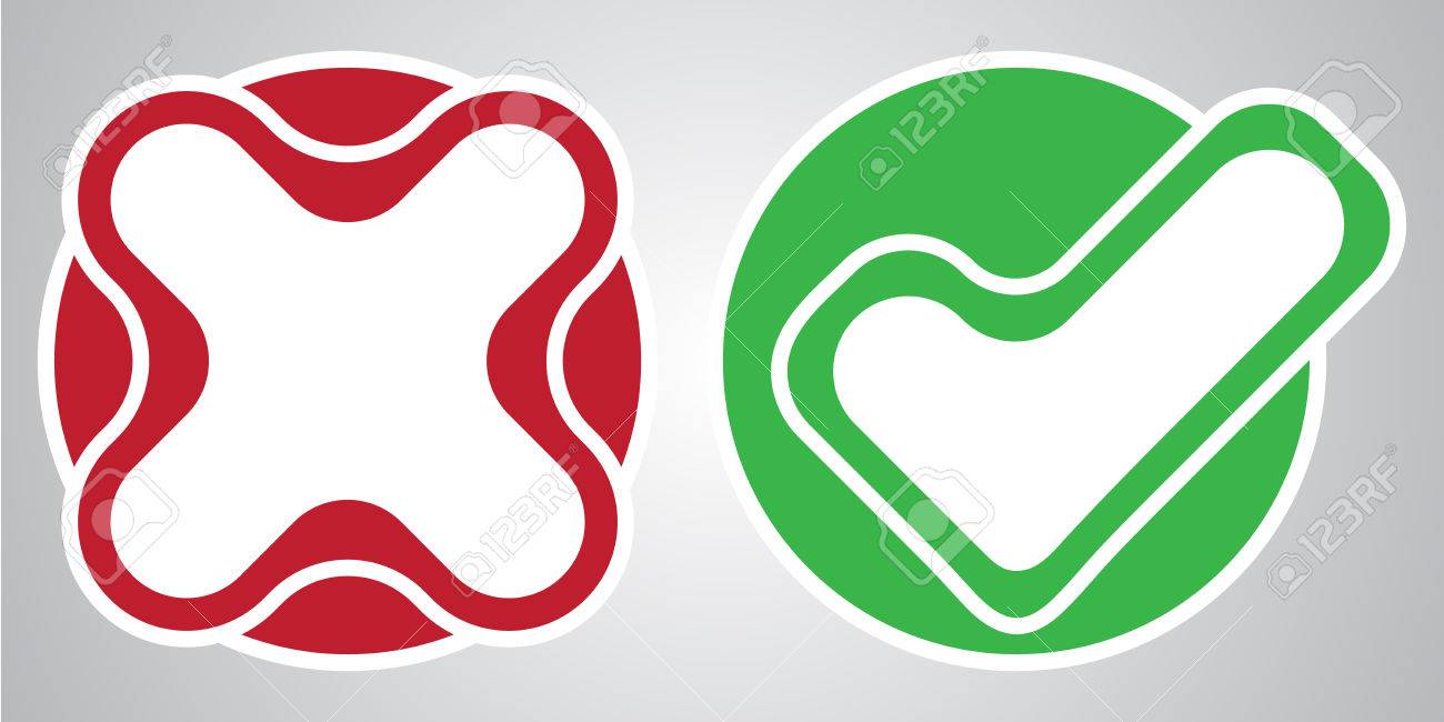 1300x650 Yes And No Choice Check Mark Button Web Element Isolated Vote