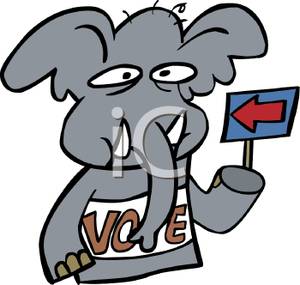 300x285 Art Image An Elephant Holding A Voting Sign