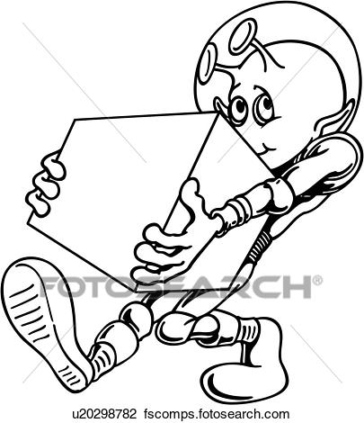 405x470 Clipart Of , Alien, Cartoon, Delivery, Science Fiction, Trade