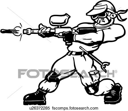 450x390 Clipart Of , Cartoon, Paintball, Sport, Wacky, Action, Extreme
