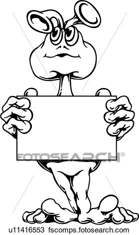 279x470 Clipart Of , Alien, Announcement, Cartoon, Science Fiction, Wacky
