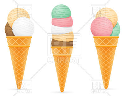 400x311 Set Of Ice Cream Balls In Waffle Cone Royalty Free Vector Clip Art