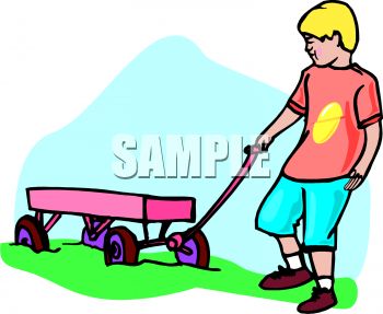 350x287 Boy Pulling A Wagon