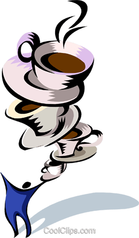 282x480 Coffee Shopwaiter Balancing Coffee Cups Royalty Free Vector Clip