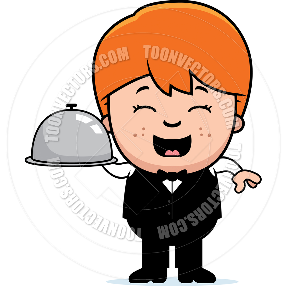 940x940 Cartoon Waiter Boy Tray By Cory Thoman Toon Vectors Eps