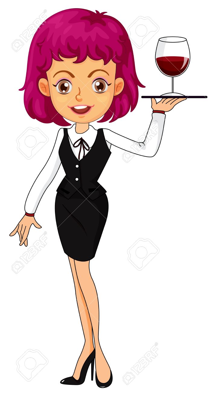 709x1300 Woman Clipart Waiter