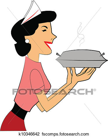 372x470 Clipart Of Waitress Serving Order K10346642