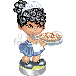 300x300 Royalty Free Little Girl In Waitress Uniform Serving Pizza 376359