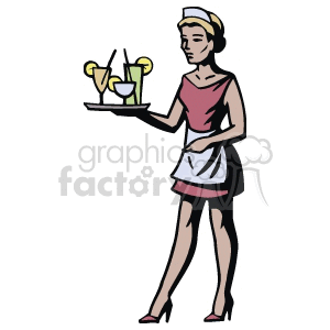 300x300 Royalty Free Waitress 160584 Vector Clip Art Image