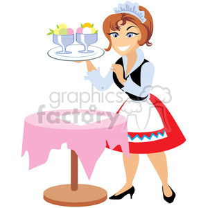 300x300 Royalty Free Cartoon Waitress 393615 Vector Clip Art Image
