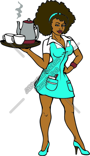 289x500 50s Waitress Clipart