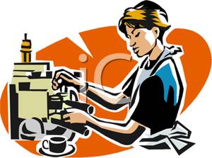 300x223 Waitress Making Coffee Clip Art Image