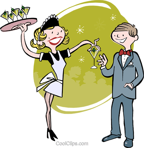 465x480 Cocktail Waitress Serving Drink Royalty Free Vector Clip Art