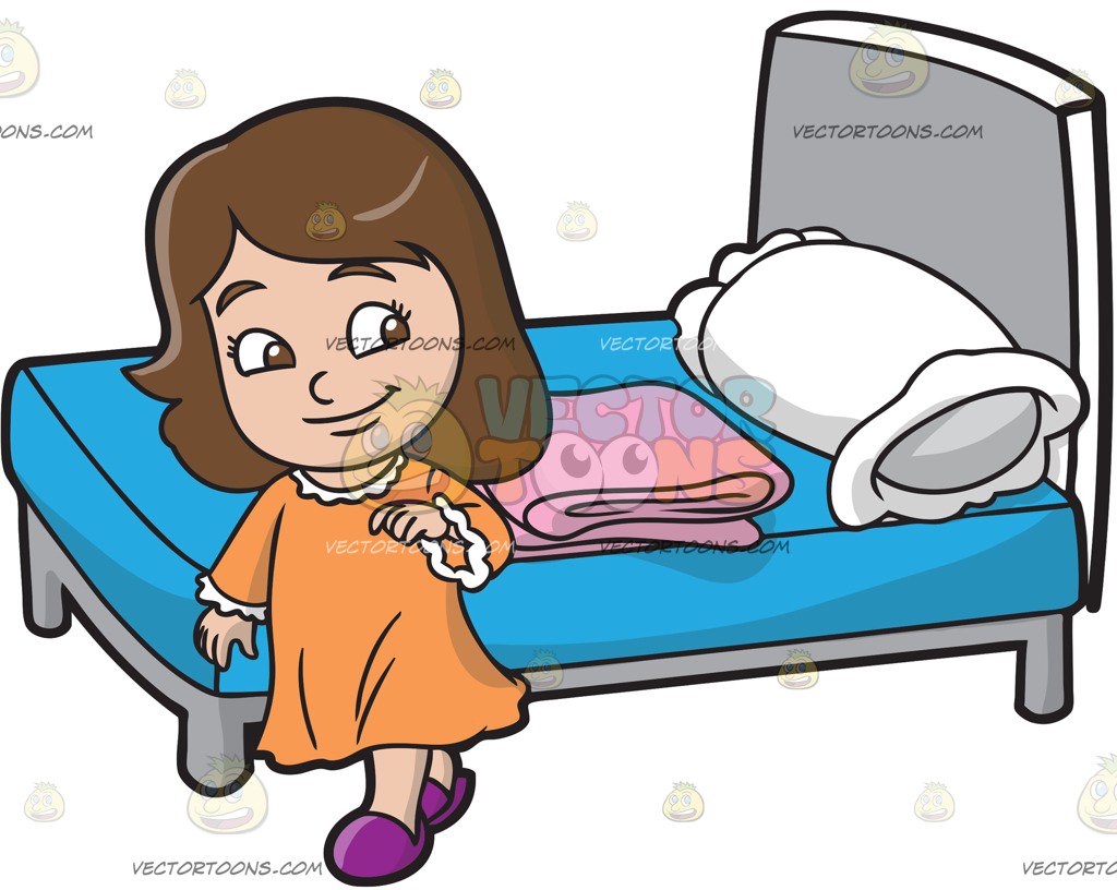 1024x816 A Young Girl Gets Ready To Start A New Day Cartoon Clipart
