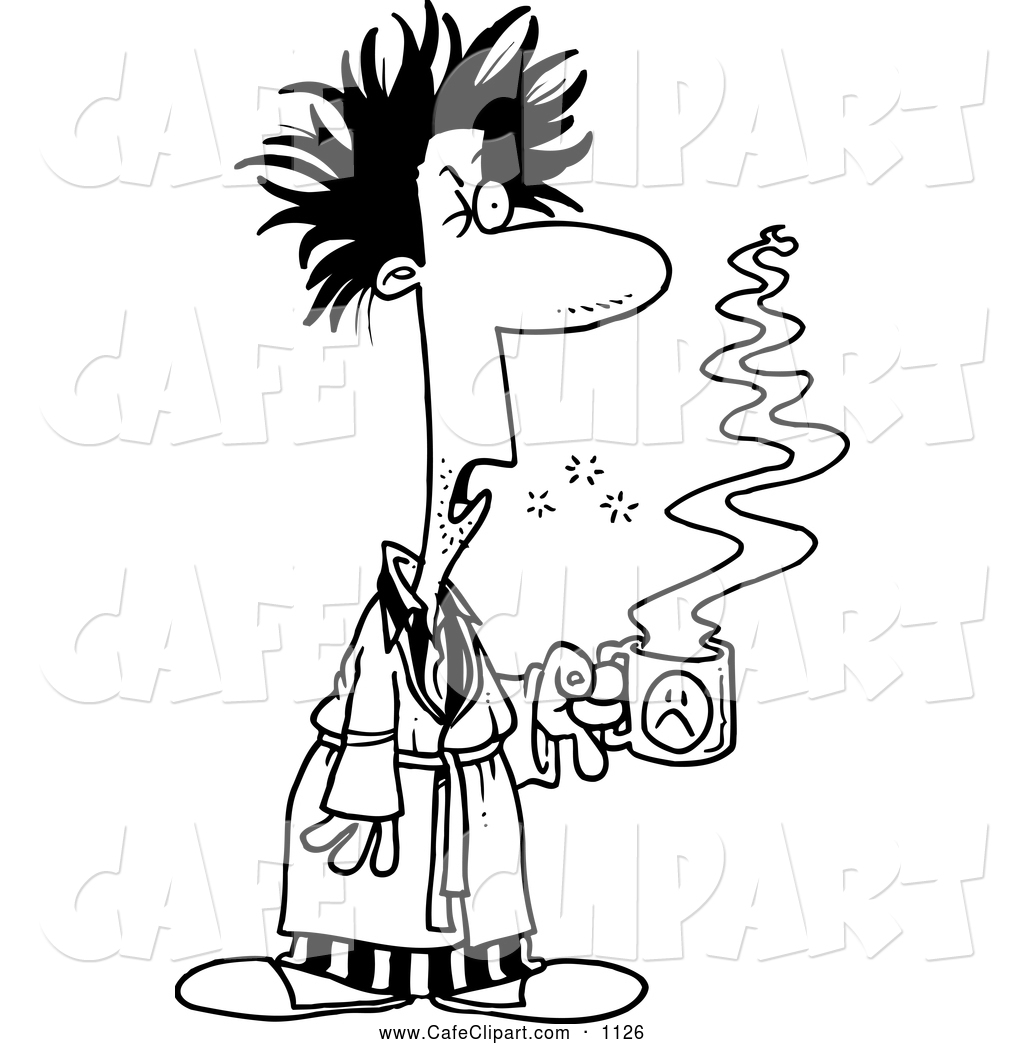 1024x1044 Cartoon Clip Art Of A Waking Up Tired Man With Bad Hair, Holding