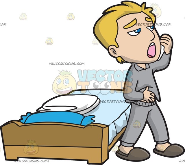 640x571 A Man Going To The Bathroom After Waking Up Cartoon Clipart