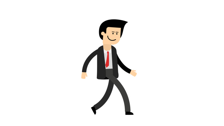 852x480 Blonde Man In A Blue Suit And Red Tie Walk Animation. Looped