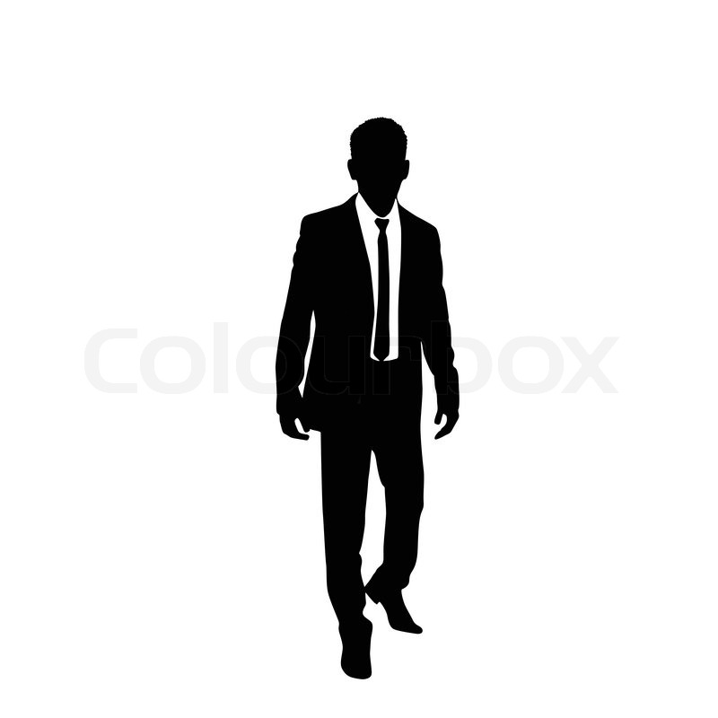 800x800 Vector Business Man Black Silhouette Walk Step Forward Full Length