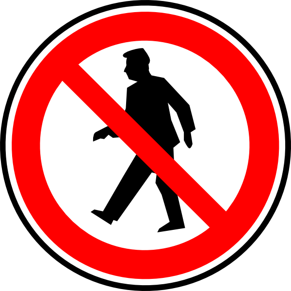 600x600 No Walking Pedestrians Clip Art