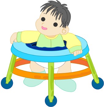 340x350 Baby With Walker Clip Art