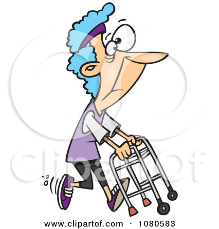450x470 Old Lady With Walker Clipart
