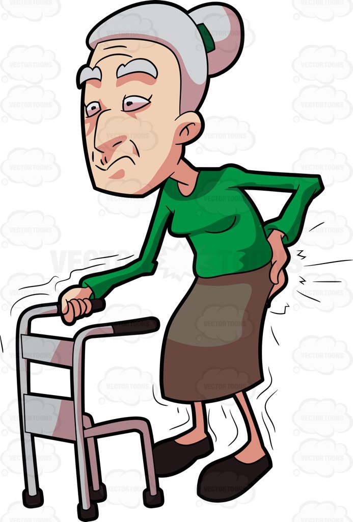 693x1024 A Grandma Having Backaches While Walking Cartoon Clipart