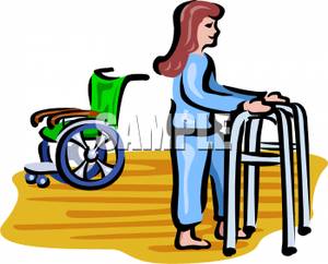 300x242 Woman In Physical Therapy Leaving Her Wheelchair For A Walker