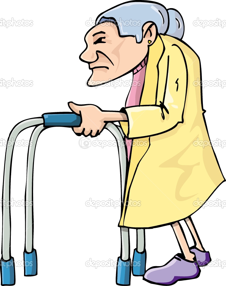 752x950 Clipart Old Woman With Walker